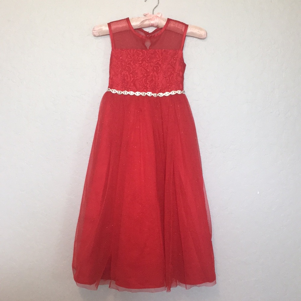 Rare Edition Girls Red Long Dress Size 6X